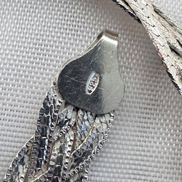 VTG Sterling Silver 925 Braided Herringbone Chain 17.5" Spring Ring Clasp - Picture 3 of 6